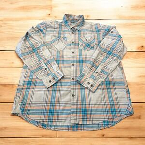 Under Armour Men's Plaid HeatGear Button Down Shirt Loose Fit XL TG Blue Orange